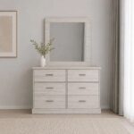 Zirco 6-Drawer Dresser with Mirror-White Oak-With 2-Year Warranty