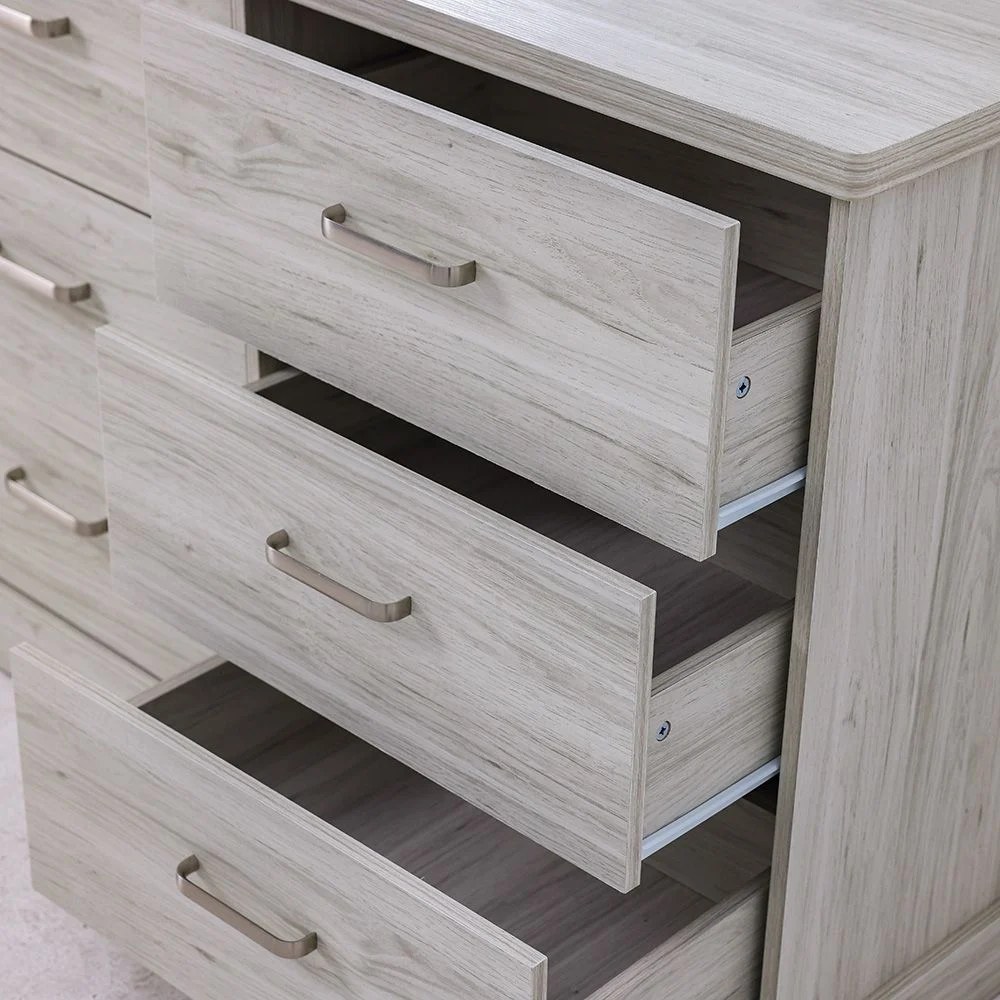 Zirco 6-Drawer Dresser with Mirror-White Oak-With 2-Year Warranty - Image 4