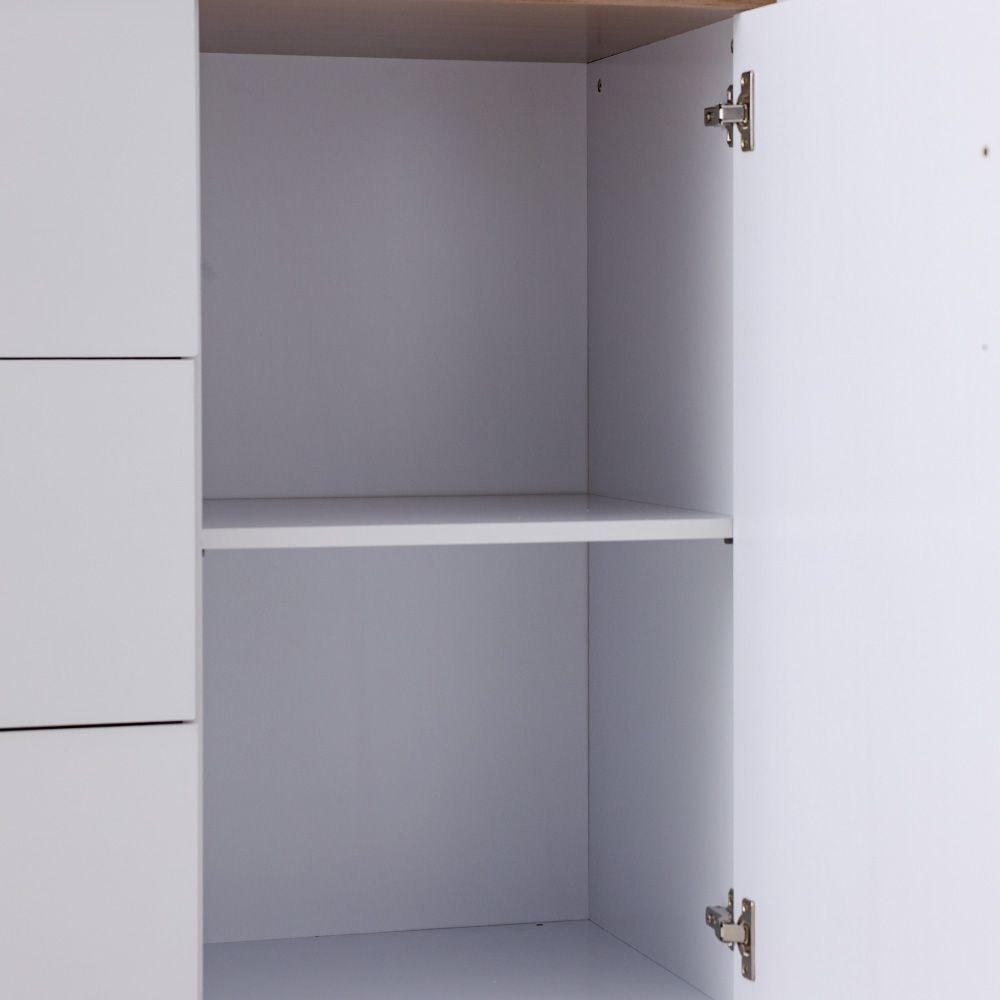 Pera Dresser with Mirror - White/Light Oak - With 2-Year Warranty - Image 3