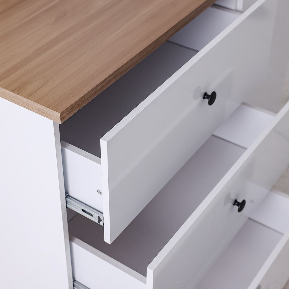 Pera Dresser with Mirror - White/Light Oak - With 2-Year Warranty - Image 4