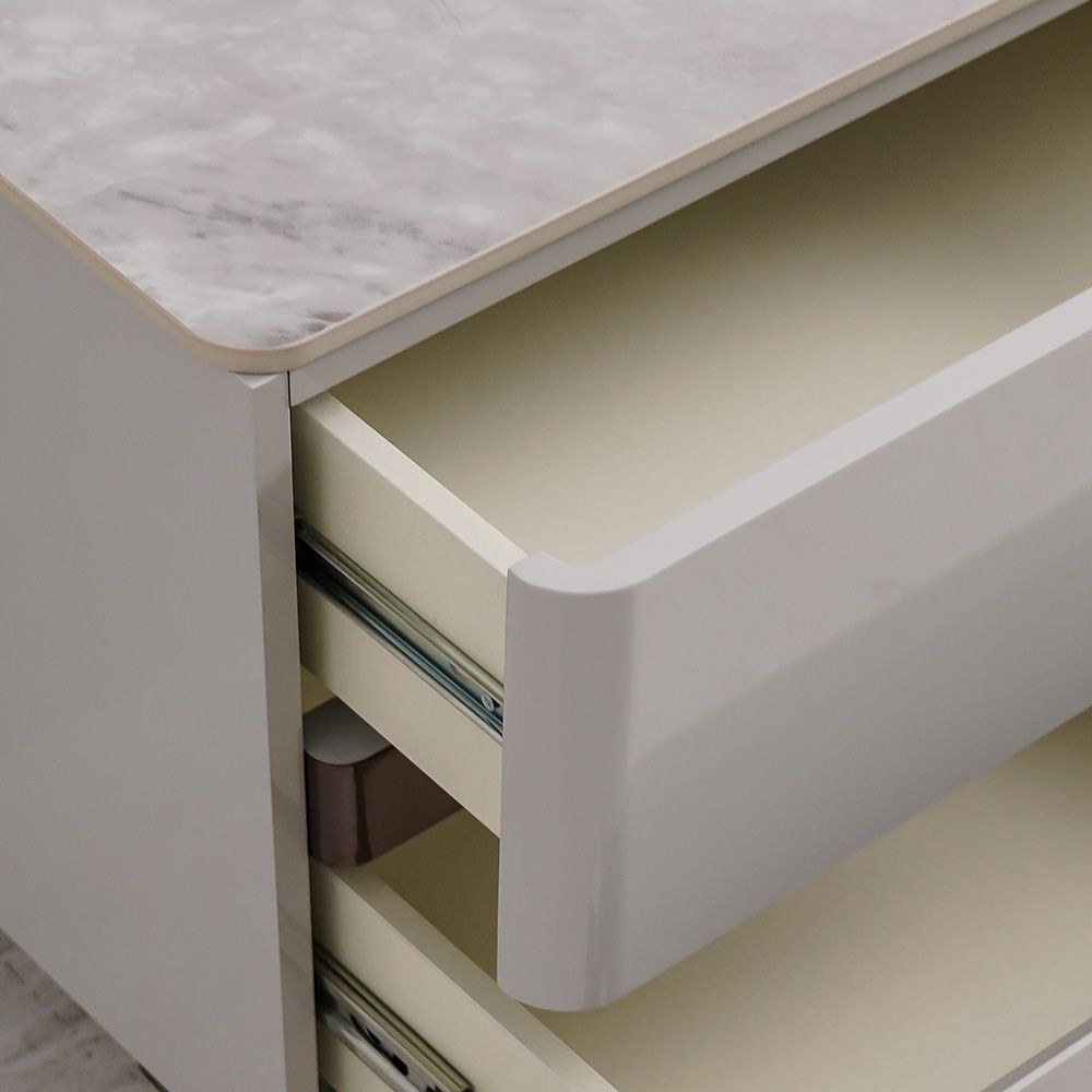 Santelmo Night Stand - High Gloss Light Grey - With 2-Year Warranty - Image 3