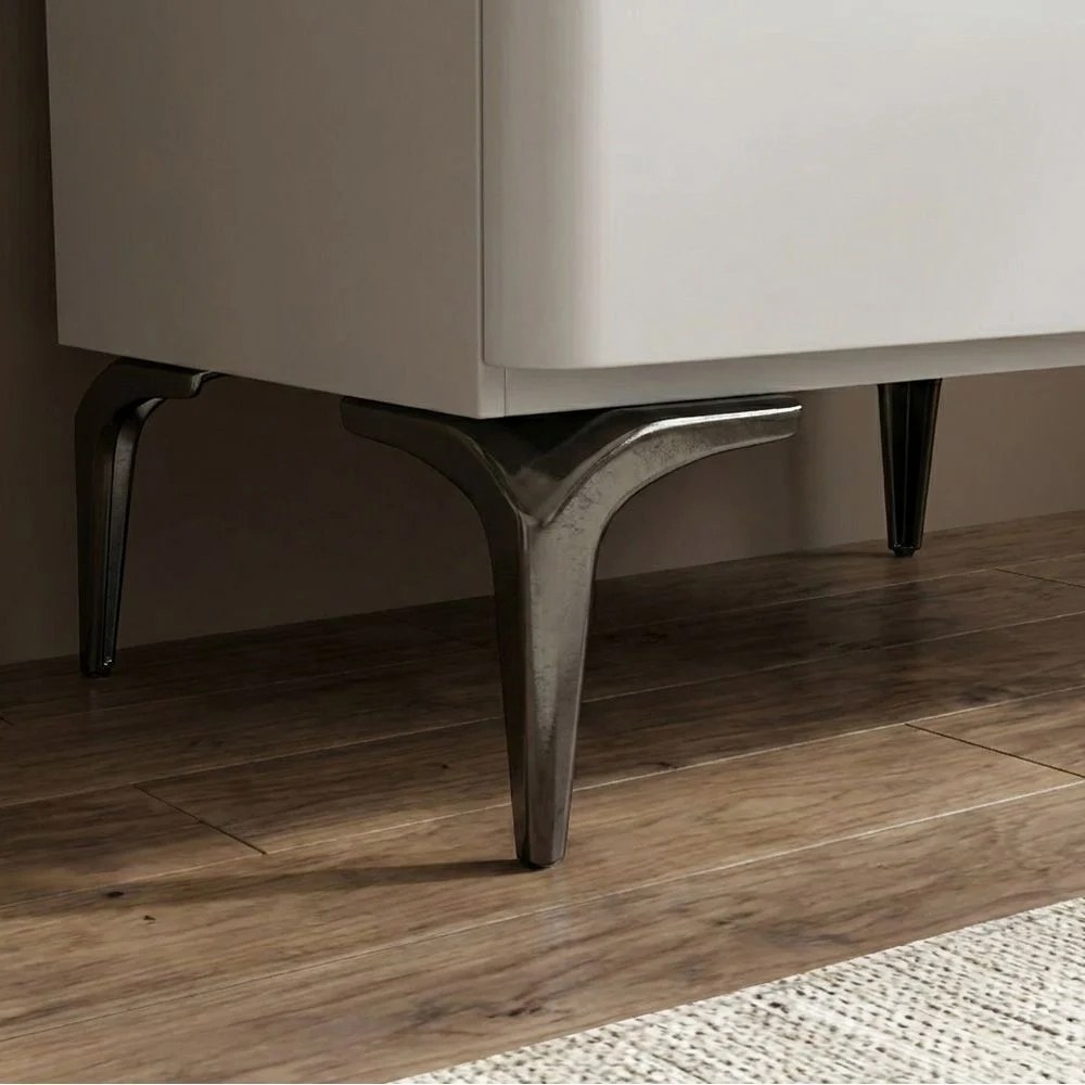 Santelmo Night Stand - High Gloss Light Grey - With 2-Year Warranty - Image 4