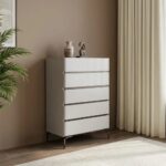 Santelmo Chest of 5 Drawers-High Gloss Light Grey