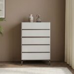 Santelmo Chest of 5 Drawers-High Gloss Light Grey