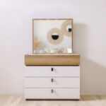 Sacramento Dresser with Mirror-Beige/Oak-With 2-Year Warranty