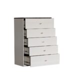 Naples 5-Drawer Chest Cabinet-Beige/Stone-With 2-Year Warranty