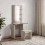 Zenith Tall Dresser with Mirror and Stool - White Oak/Cement - With 2-Year Warranty