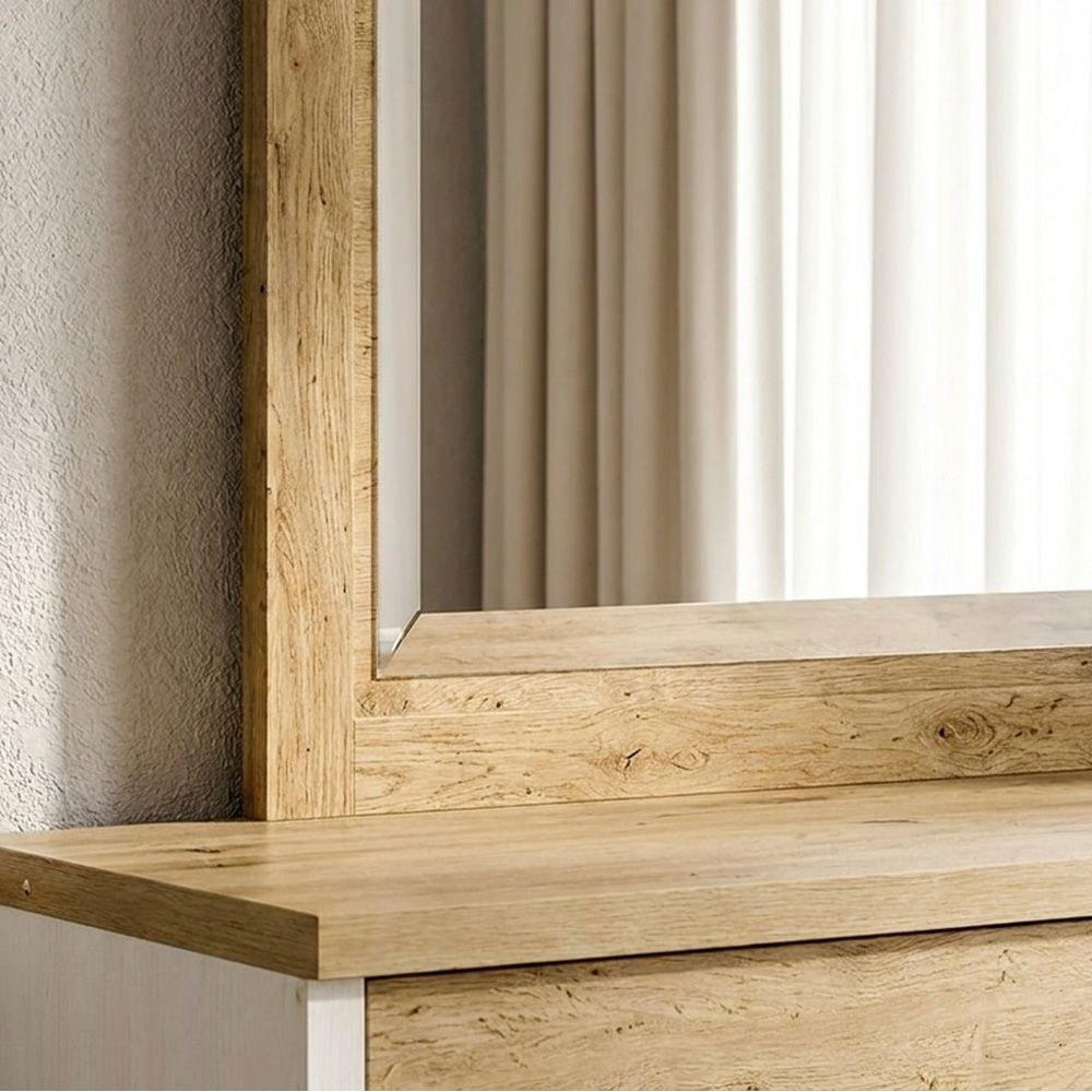 Swann 6-Drawer Master Dresser with Mirror - Summer Oak/Pearl White - With 2-Year Warranty - Image 5