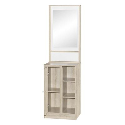 Kinder 1-Door Open Shelf Tall Dresser with Mirror-White & Sonoma Oak-With 2-Year Warranty - Image 3