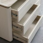 Ashton Dresser With Mirror And Stool-Beige/Brushed Gold