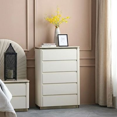 Ashton Chest of 5 Drawers - Beige/Brushed Gold - With 2-Year Warranty - Image 5