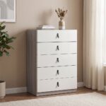 Trevor Chest Of 5 Drawer - Beige/L. Grey