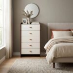 Alhamra 5 Drawer Chest Cabinet-D.Brown/White/Green