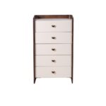 Alhamra 5 Drawer Chest Cabinet-D.Brown/White/Green