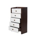 Alhamra 5 Drawer Chest Cabinet-D.Brown/White/Green