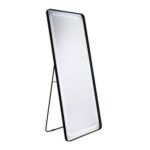 Halen Floor Mirror with Tri-Color LED Lights & Touch Screen Button - Black - With 2-Year Warranty