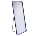 Oakleaf Floor Mirror with RGB LED Lights + Bluetooth Speaker & Touch Screen Button-Black-With 2-Year Warranty