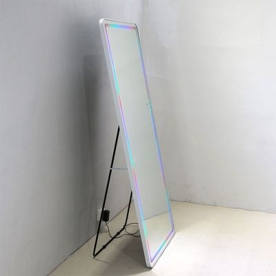 Alric Floor Mirror with Multi-color RGB LED Lights + Bluetooth Speaker & Touch Screen Button-White-With 2-Year Warranty - Image 3