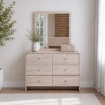 Monro 6 Drawer Dresser with Mirror-Natural Oak
