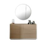 V2 Brita 6 Drawer Dresser Mirror with Storage-Beige/White Oak