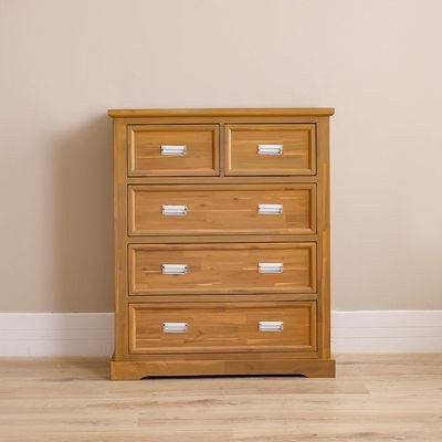 Canterbury Solid Wood Chest of 5 Drawers - Brown & Grey - With 2-Year Warranty - Image 2