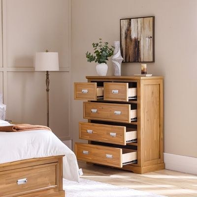 Canterbury Solid Wood Chest of 5 Drawers - Brown & Grey - With 2-Year Warranty - Image 3