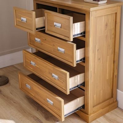 Canterbury Solid Wood Chest of 5 Drawers - Brown & Grey - With 2-Year Warranty - Image 5