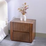 Zenia 2-Drawer Solid Wood Nightstand - Dark Brown - With 2-Year Warranty