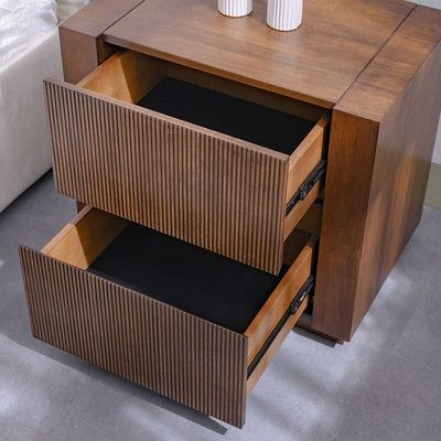 Zenia 2-Drawer Solid Wood Nightstand - Dark Brown - With 2-Year Warranty - Image 4