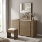 Allison 6-Drawer Master Dresser with Mirror and Stool - Natural Oak - With 2-Year Warranty