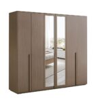 Allison 6-Door Wardrobe with Mirror and Drawers - Natural Oak - With 2-Year Warranty