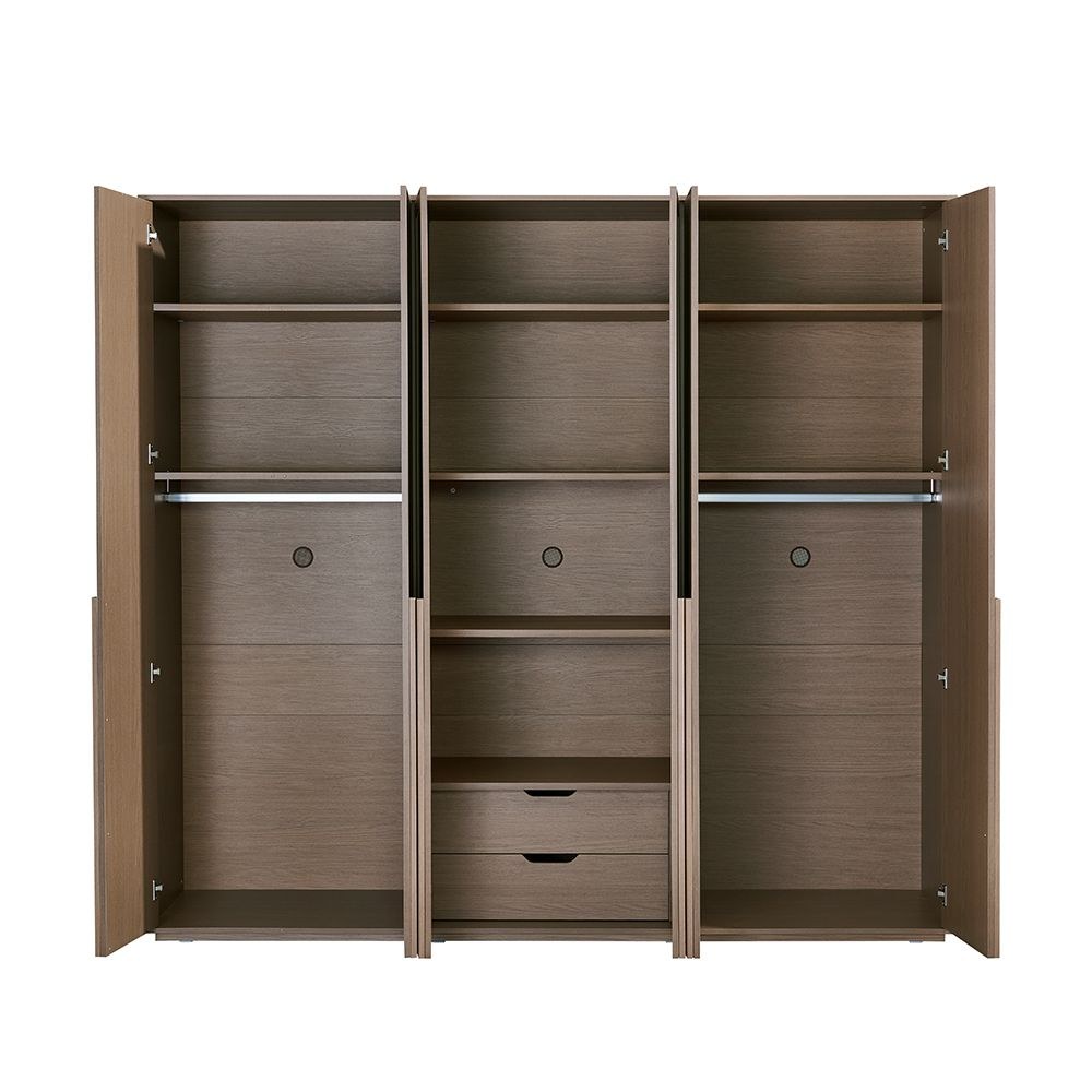 Allison 6-Door Wardrobe with Mirror and Drawers - Natural Oak - With 2-Year Warranty - Image 3