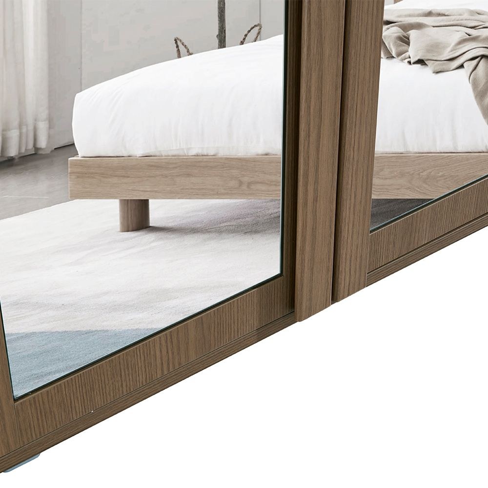 Allison 6-Door Wardrobe with Mirror and Drawers - Natural Oak - With 2-Year Warranty - Image 5