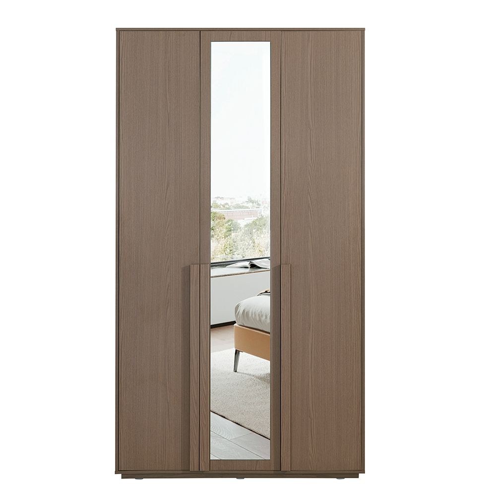 Allison 3 Door Wardrobe With Mirror- Natural Oak - Image 2