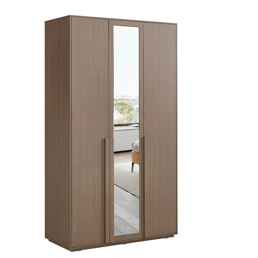 Allison 3 Door Wardrobe With Mirror- Natural Oak - Image 4