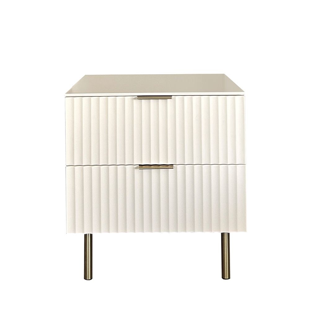 Orion 2-Drawer Nightstand - Beige/Brushed Gold - With 2-Year Warranty - Image 3
