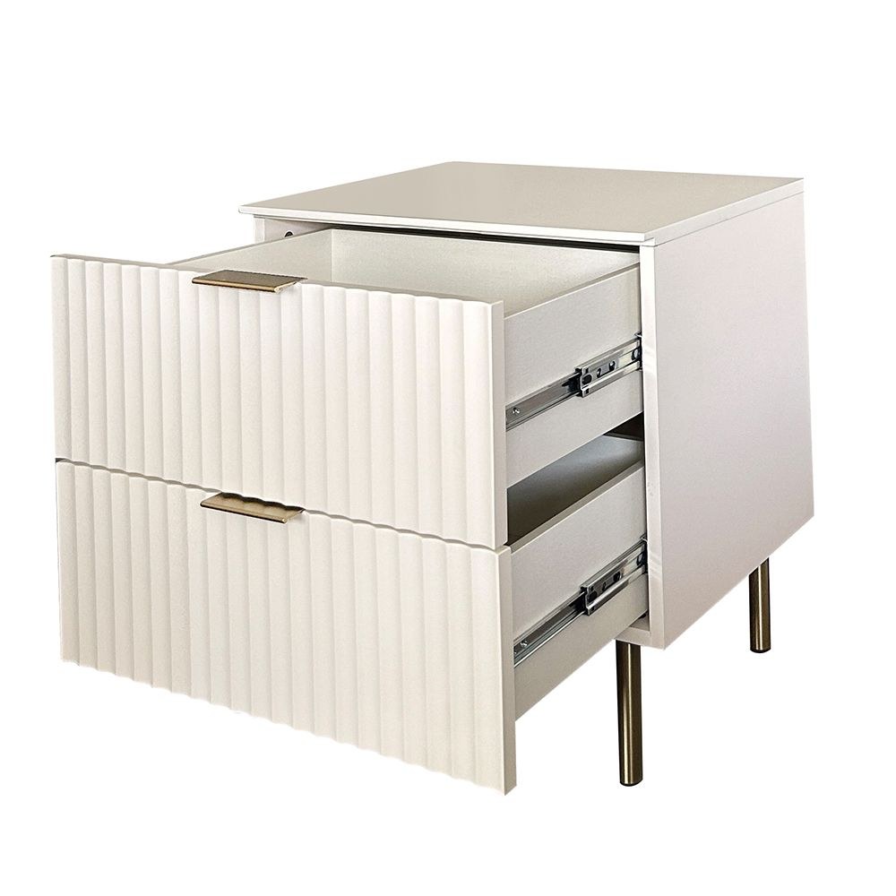 Orion 2-Drawer Nightstand - Beige/Brushed Gold - With 2-Year Warranty - Image 5