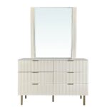Orion Dresser with Mirror - Beige/Brushed Gold - With 2-Year Warranty
