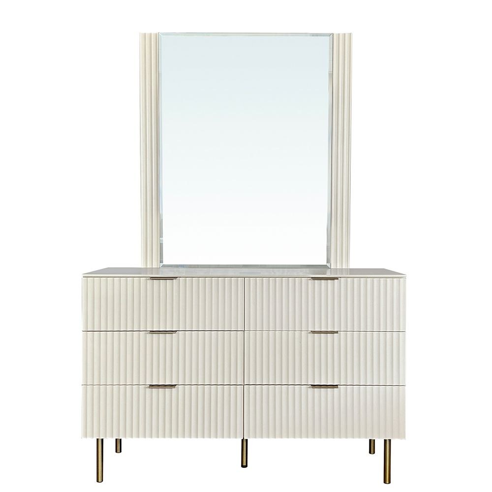 Orion Dresser with Mirror - Beige/Brushed Gold - With 2-Year Warranty - Image 2