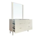 Orion Dresser with Mirror - Beige/Brushed Gold - With 2-Year Warranty