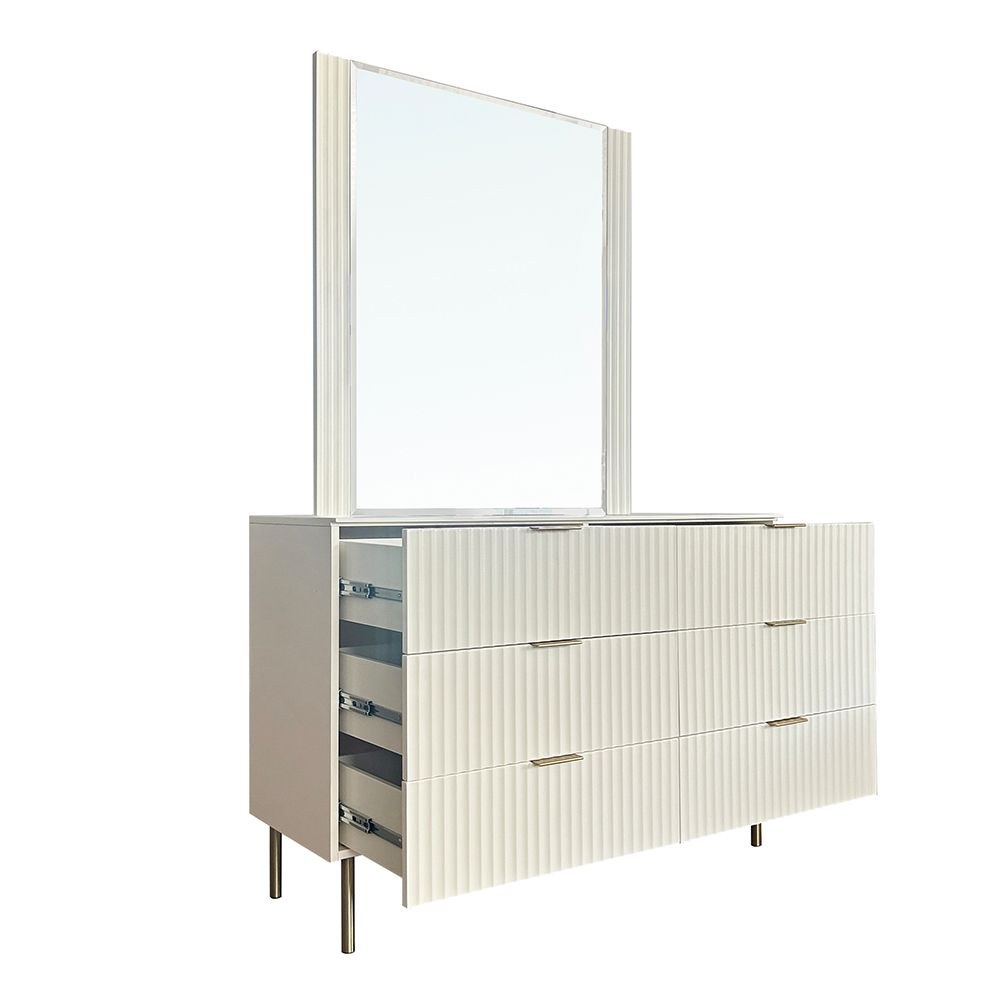 Orion Dresser with Mirror - Beige/Brushed Gold - With 2-Year Warranty - Image 3
