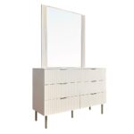 Orion Dresser with Mirror - Beige/Brushed Gold - With 2-Year Warranty