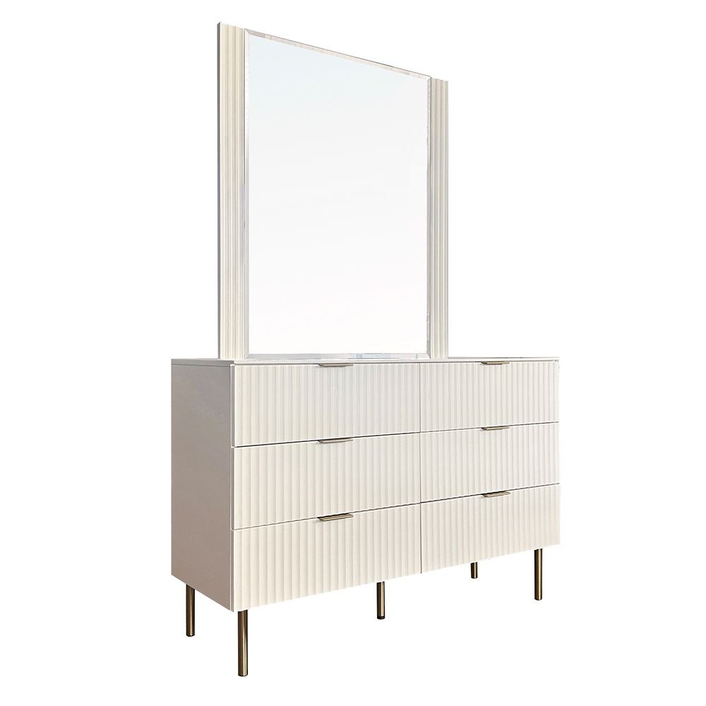 Orion Dresser with Mirror - Beige/Brushed Gold - With 2-Year Warranty - Image 4
