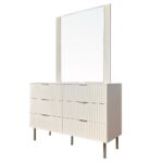 Orion Dresser with Mirror - Beige/Brushed Gold - With 2-Year Warranty
