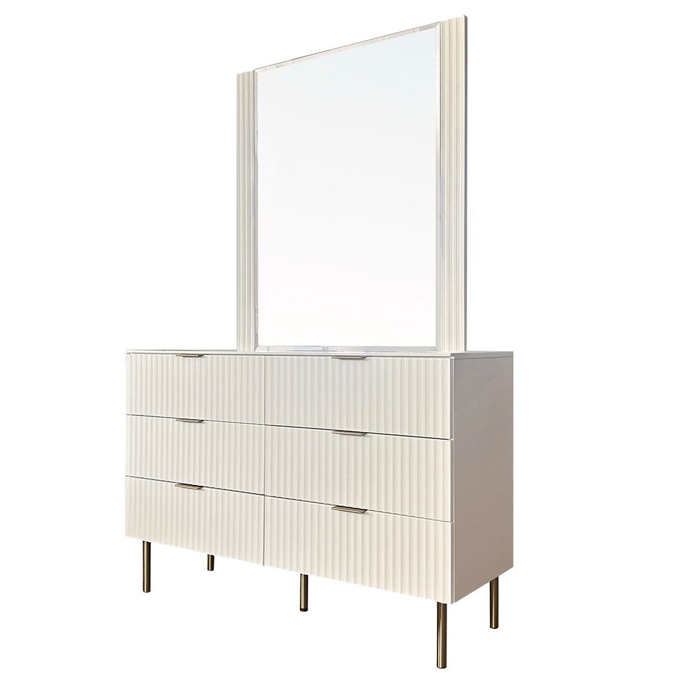 Orion Dresser with Mirror - Beige/Brushed Gold - With 2-Year Warranty - Image 5