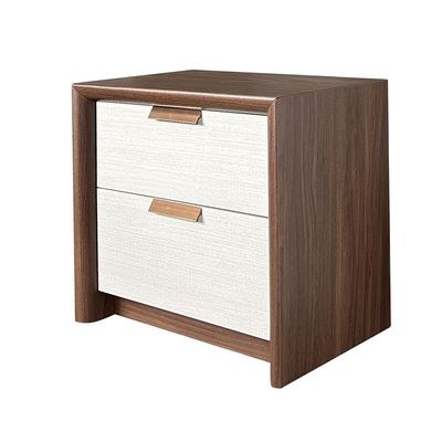 Terakkai 2 Drawer Night Stand-Walnut/Beige/Bronze - Image 3