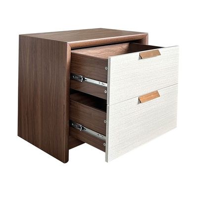Terakkai 2 Drawer Night Stand-Walnut/Beige/Bronze - Image 4