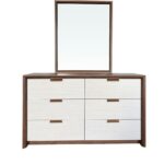 Terakkai Dresser With Mirror-Walnut/Beige/Bronze
