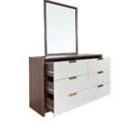 Terakkai Dresser With Mirror-Walnut/Beige/Bronze