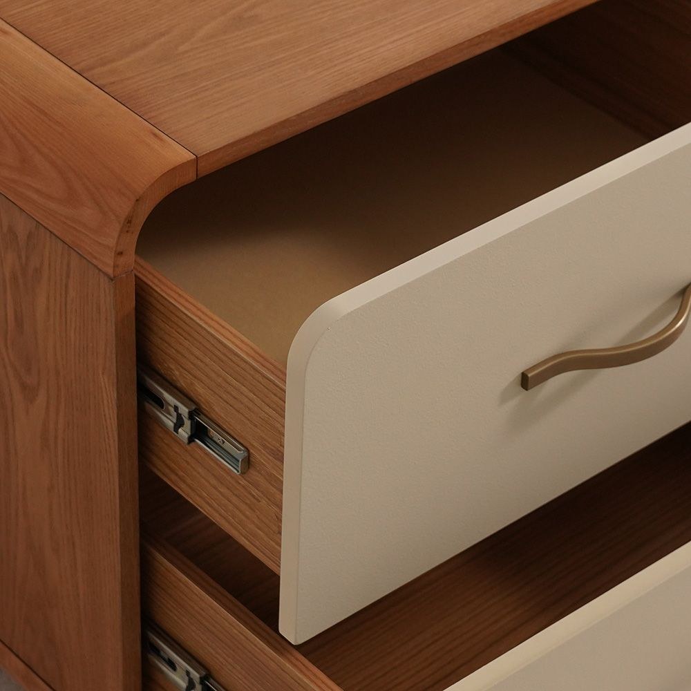 Nordomi 2-Drawer Nightstand - Beige/Natural - With 2-Year Warranty - Image 3
